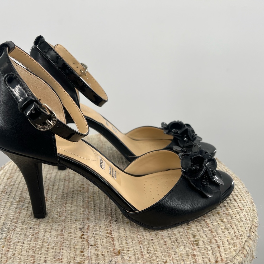 New. Liz Claiborne Heels M Black Damien open toe, Ankle strap New size 9M